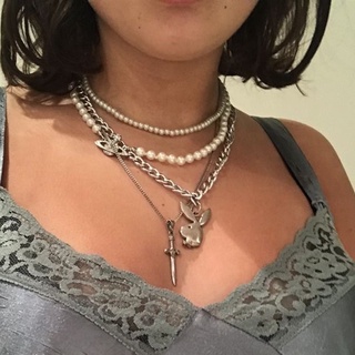 moda imitación perla espada collar conjunto para mujeres accesorios de joyería