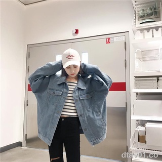 ☢◎Temporada escolar chaqueta de mezclilla mujer retro sabor de Hong Kong 2021 versión coreana de la nueva chaqueta suelta salvaje occidental chic tendencia femenina