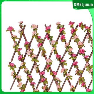 valla de enrejado natural con flor artificial para plantas trepables, valla de jardín, valla de madera decorativa al aire libre (7)