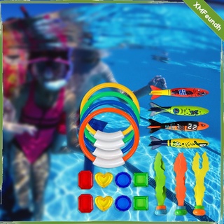 19pcs divertidos juguetes de buceo submarino anillos torpedos niños piscina juguetes