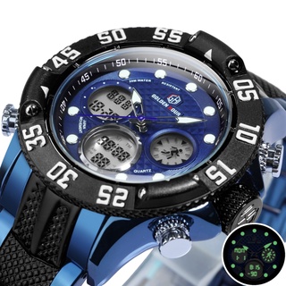gh119 reloj digital de cuarzo reloj de cuarzo de doble tiempo a la moda de acero inoxidable reloj 3atm impermeable (sin caja)
