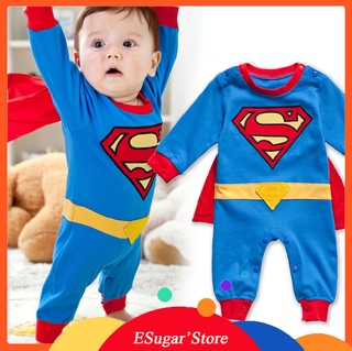 Bebé niño mameluco Superman manga larga con Smock Halloween fiesta de navidad disfraz de niños niñas de dibujos animados peleles ropa de niño