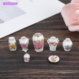 [wuliuyan] 7Pcs 1:12 casa de muñecas miniatura florero de porcelana florero accesorios de casa de muñecas