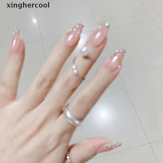 [xinghercool] 24pcs brillante francés dedo falso uñas cubierta completa arte uñas postizas pegamento caliente (4)