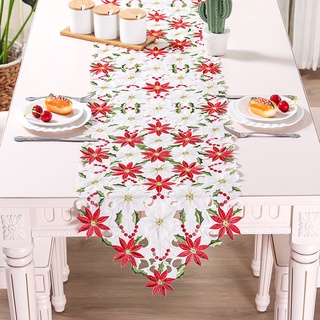 CABATU Vintage Table Runner Party Table Cover Tablecloth For Home New Year Christmas Decoration Restaurant Embroidery Wedding Banquet Placemat/Multicolor (7)