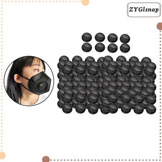100pcs Breathing Valve Filter Replacement Respirator for Face Mask Black (8)
