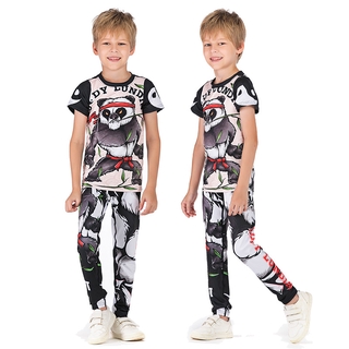 Traje de niño Casual T-shirt niños 2 trajes de manga corta pantalones cortos grandes niños estilo de verano (4)