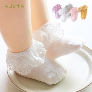 ALISHIA Cute Ankle Sock Summer Flower Baby Ruffle Socks Prewalker New Newborn Princess First Walkers Baby Girl Double Lace/Multicolor