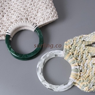 FING 2 piezas de anillo de diseño de resina bolso mangos para hacer bolsas de repuesto DIY artesanía