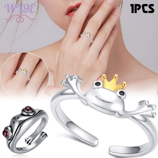 Wx9e anillo de rana Retro personalidad Animal Unisex rojo granate rana abierto ajustable anillos joyería fina