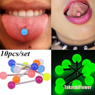 Takashiflower - juego de 10 barras de bola luminosas, anillos de lengua, joyería