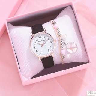 Reloj De pulsera De cuero para mujer/correa De Flor De cerezo con puntero sencillo a la Moda Rosa reloj De cuarzo para mujer (1)