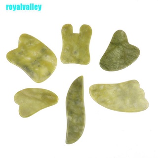 royalvalley Natural Gua Sha Jade Rose Quartz Stone Face Board Green Heart Shaped Massage LOUJ (9)
