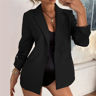 chaqueta de manga larga con capucha de manga larga de color sólido para mujer/moda casual/delgada/abrigo de moda (6)