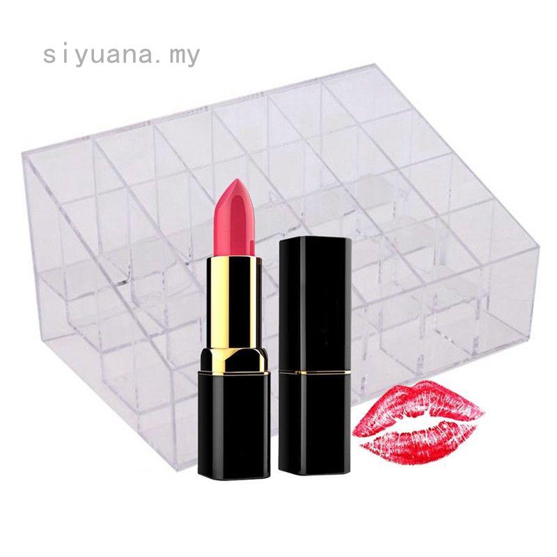Siyuana transparente acrílico 24 lápiz labial maquillaje cosméticos titular de almacenamiento organizador caja 1pc
