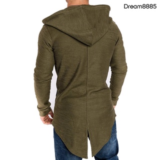 [dm mjkt] hombres con cremallera slim fit bolsillo con capucha media longitud outwear abrigo chaqueta chaqueta cardigan (4)