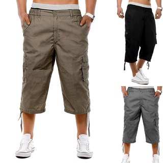 Pantalones casuales casuales 3/4 Multi bolsillos transpirables Para verano