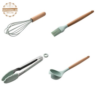 11 unids/Set utensilios de cocina mango de madera de silicona juego de herramientas de cocina (8)