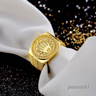 Peacock meituo Rolex Vintage Hip Hop Oro 18k Corona Anillo Para Hombres Compromiso Boda Fiesta Anillos Joyería