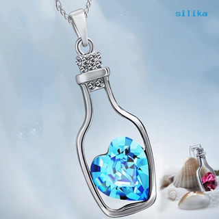 [silika] collar con colgante de botella de deriva con diamantes de imitación para mujer joyería regalo