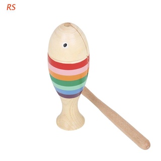 rs arco iris pescado clapper madera percusión instrumento musical campana de mano para niño