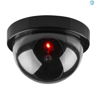 1Pc Simulation Camera Fake Dummy Dome Surveillance Security Camera Flashing Red Light (Black)
