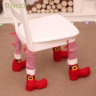 SOYOOO Party Stool Sleeve Ornament Furniture Legs Protective Christmas Chair Foot Covers Red Stripe Christmas New Year Gift Table Decor Home Table Leg