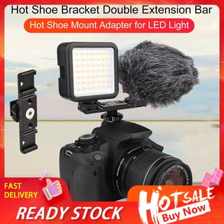 dr hot shoe bracket doble barra de extensión negro hot shoe mount adaptador para luz led