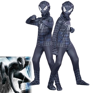 negro spiderman cosplay disfraz de halloween fiesta de superhéroe araña traje para niños adultos