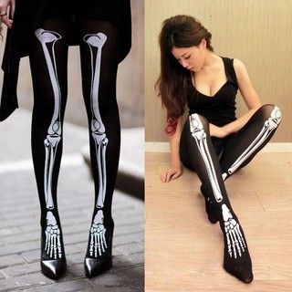 Divertido esqueleto impreso pantalones pantimedias Leggings medias medias