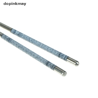 dopinkmay 1 par de palillos chinos de acero inoxidable con diseño antideslizante (3)