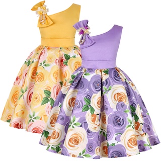 dialand🌞_Floral Baby Girl Princess Bridesmaid Pageant Gown Birthday Party Wedding Dress