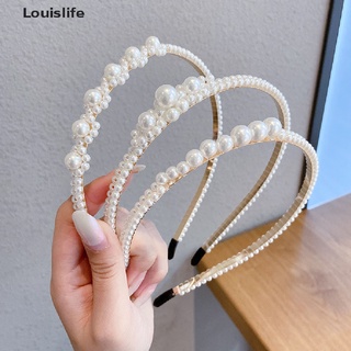 [louislife] Diadema de simulación de perlas para mujer hecha a mano arco flor diadema caliente