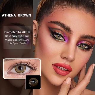 UYAAI lentes de contacto naturales lentes de contacto de Color para ojos 2pcs (1 par) uso anual serie Athena series Brown