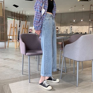 Primavera y otoño estilo ins diseño de cintura alta recta jeans para mujeres estudiantes todo-partido suelto delgado ancho pantalones de tendencia (5)
