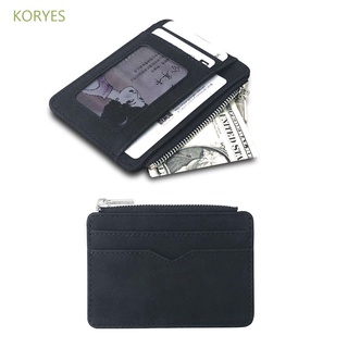 Koryes mate titular de la tarjeta de moda Clip de dinero cartera Multi-tarjeta pequeña bolsa de dinero para papá de cuero esmerilado Retro monedero/Multicolor