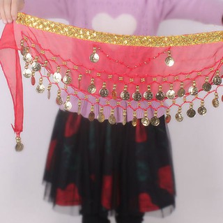 [hxbgxb] 2 piezas para niños de gasa árabe vientre danza bufanda de los niños cinturón de la cadera bufanda (1)
