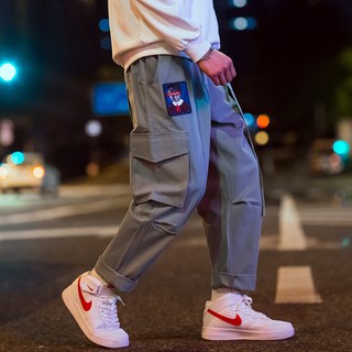 Pantalones de Carga japonés para hombre de mujer/pantalones de Hip Hop/pantalones Harem/pantalón casual Rosa (3)