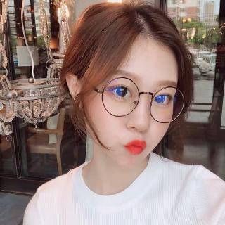 INS gafas de montura redonda versión coreana femenina de moda gafas de artefacto salvaje gafas planas gafas retro gafas ópticas gafas coreanas gafas azules gafas