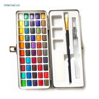 INT1 50 Colores Sólido Acuarela Pintura Pigmento Conjunto Portátil Caja De Metal Para Principiantes Dibujo Suministros De Arte