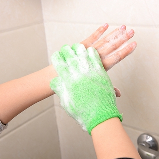 Nueva llegada separada cinco dedos frotar toalla guante colores caramelo frotar barro cuerpo piel lavado cepillos de baño