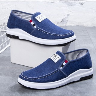 moda casual runing zapatos de los hombres transpirable zapatos de deporte de lona zapatilla de deporte azul