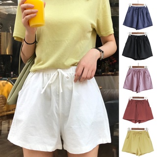 Las mujeres de verano Casual cordón elástico cintura cómoda pantalones cortos Mini cintura alta más el tamaño de pantalones cortos calientes (1)
