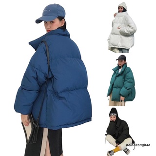beibeitongbao mujeres invierno cálido acolchado chaqueta cuello de pie de gran tamaño suelto abajo abrigo cremallera botón de color sólido bolsillos parka prendas de abrigo
