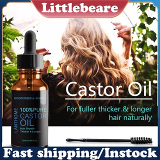 littlebeare.co 10ml Hair Growth Castor Oil Thicken Lashes Non-irritating Brow Treatment Eyelashes Eyebrows Growth Vitamins Extract Castor Oil for Women