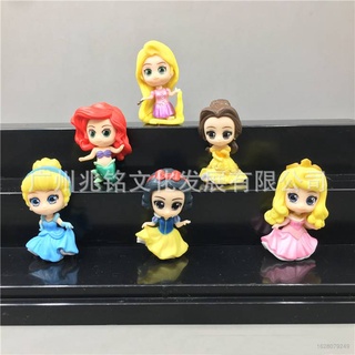 6pcs disney princess figura de acción ariel blanco nieve belle aurora cenicienta rapunzel modelo muñecas juguetes para niños decoración de tartas banners