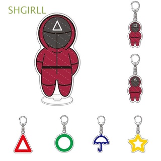 SHGIRLL Circle Squid Game 218 Figure Acrylic Stand 067 001 456 Triangle Square Keychain