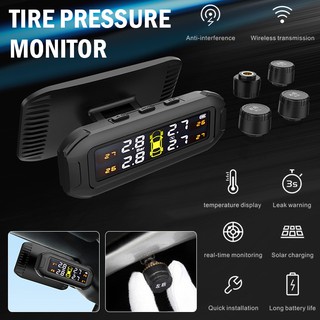 Solar LCD inalámbrico coche TPMS Monitor de presión de neumáticos probador+4 sensores externos (7)