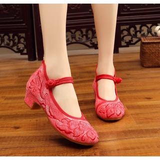 Viento mejorado accesorios de las mujeres, las mujeres de los solteros zapatos bordados zapatos cuadrados zapatos de baile pendiente con zapatos (5)
