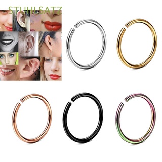 STUHLSATZ Fake Nose Ring Tragus Piercing Jewelry Lip Ring Cartilage Nose Piercing Stainless Steel Piercing Hoop U-Shape Hoop Helix Ear Clip/Multicolor